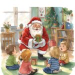 Mikołaj w przedszkolu rozdaje prezenty dzieciom